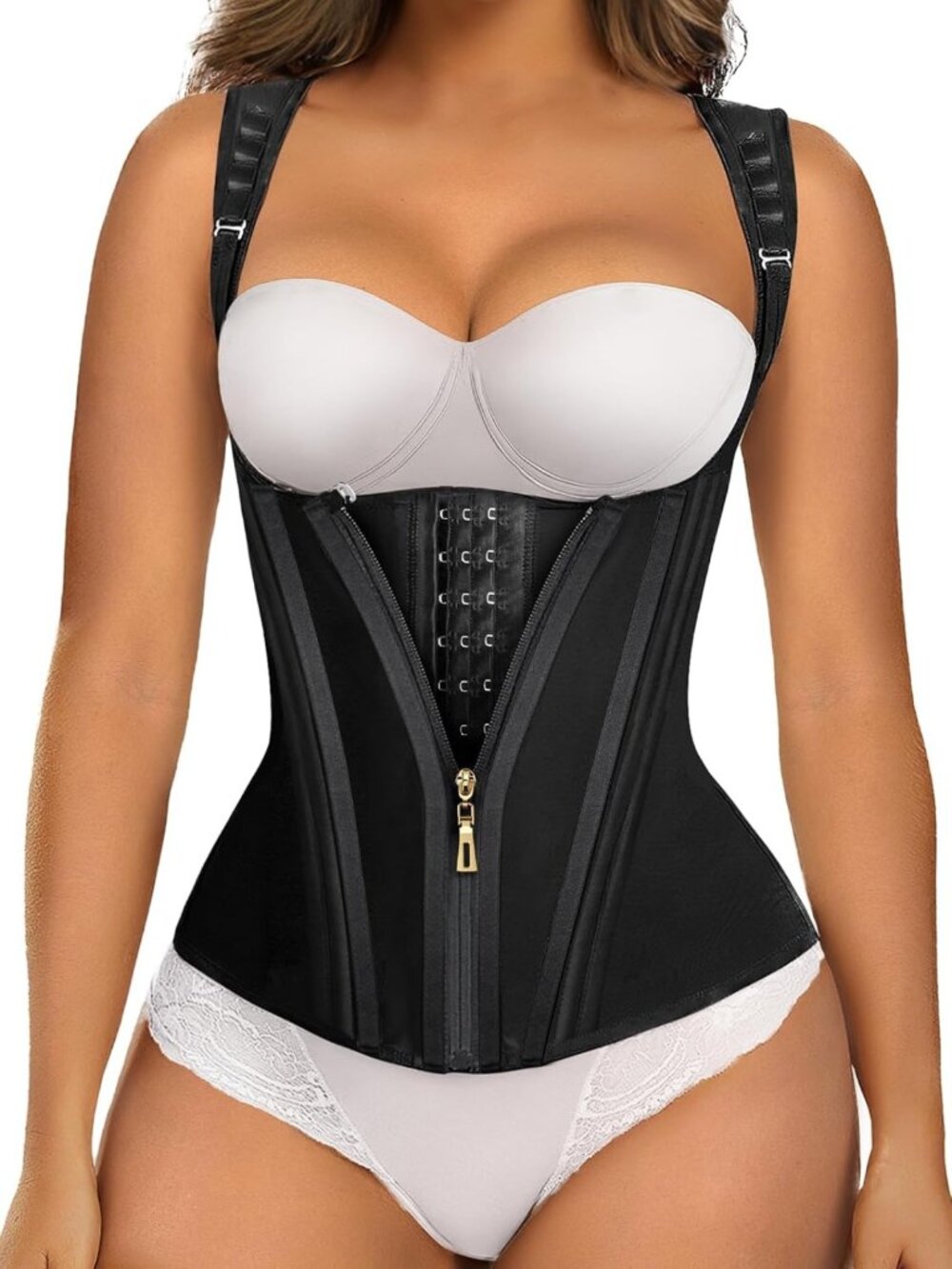 Hourglass Waist Cincher Body Shaper with Steel Boning for Tummy Control